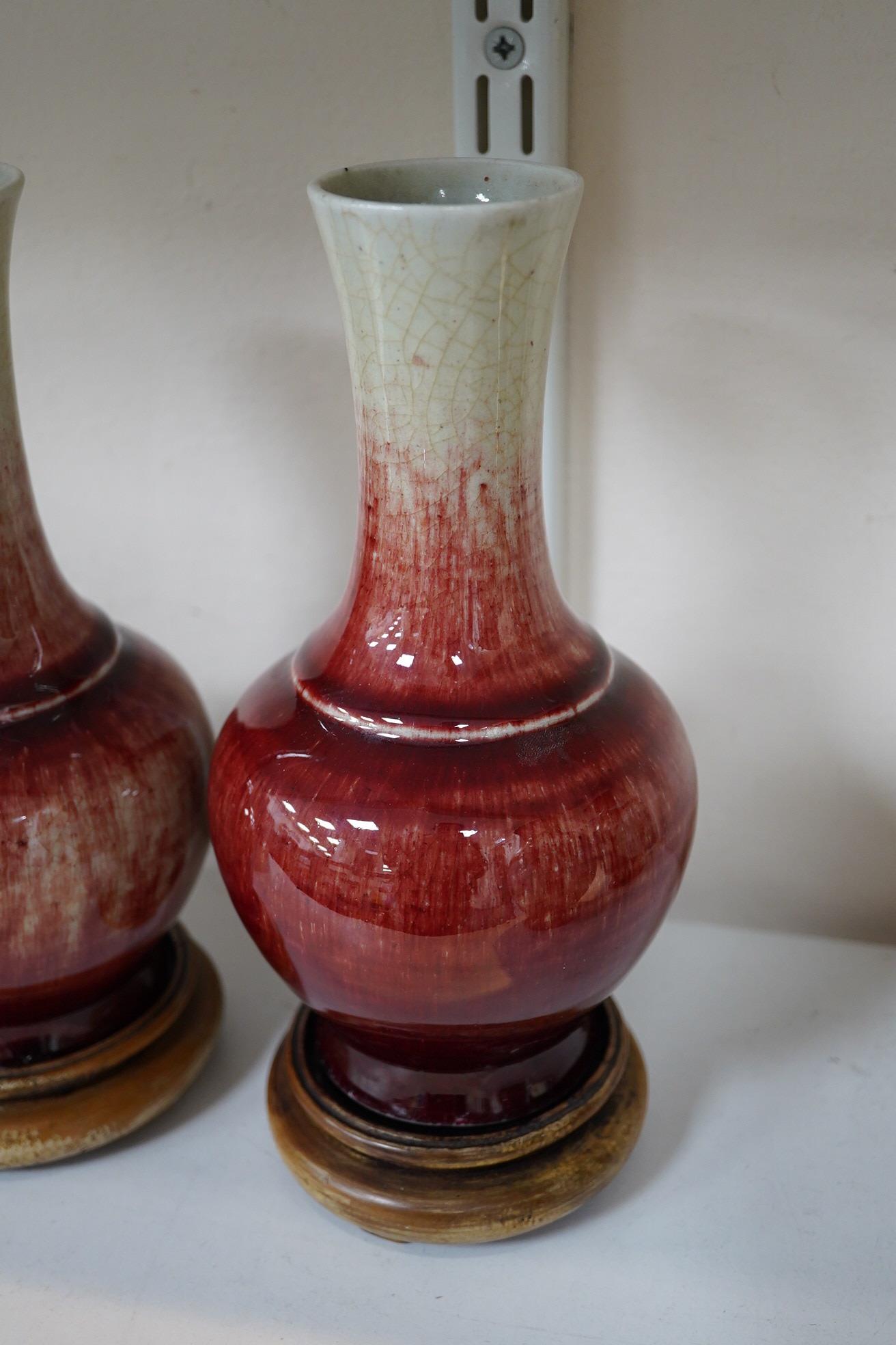 A pair of Chinese Langyao bottle vases, late 18th century